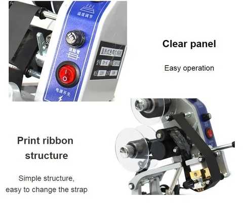 Draagbare handdrukbandcodeermachine voor 220V 50/60Hz Spanning en 2*4mm deeltjesgrootte