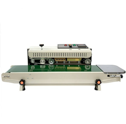 Filmverpakkingsband afdichter met horizontale vaste inkt codering Afdichtingssnelheid 0-12m/min