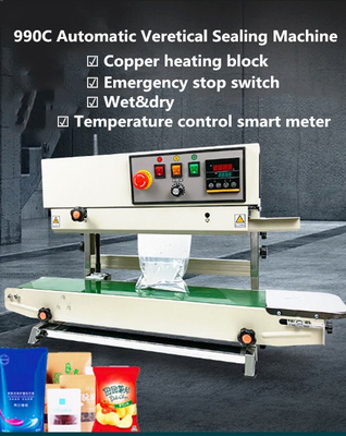 6-12mm Afdichting Breedte Roestvrij staal Verticale Automatische Continuous Band Sealer Machine