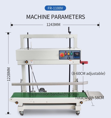 Verticale bandverzegeling met coderingstemperatuurbeheersbereik 0-300°C