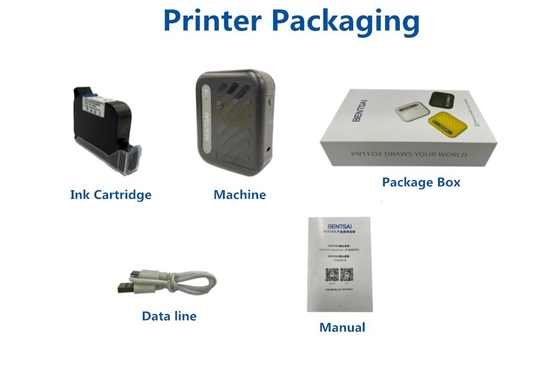 Professionele mini handheld inkjetprinter met afmetingen van 97x70x45 mm