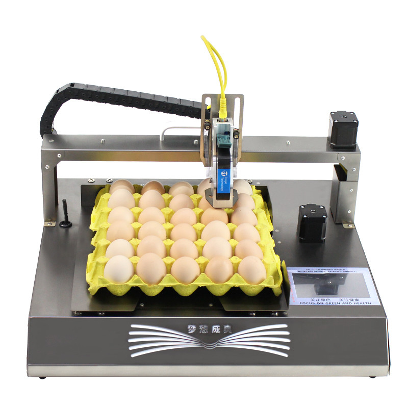 Engelse talen Smart Automatic Egg Inkjet Printer voor logo barcode en vervaldatum
