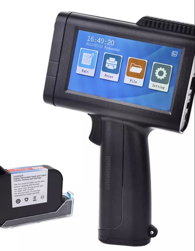 CE draagbare vervaldatum batch coding machine handheld inkjetprinter pistool met één zwarte inkt cartridge